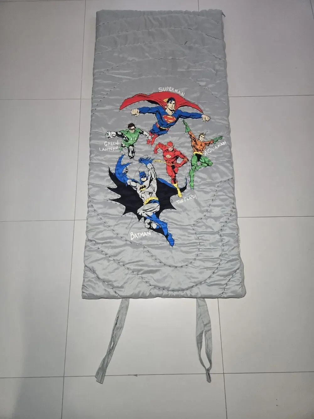 Pottery Barn Justice League Kids Sleeping Bag White Polyester Superheroes 57x26
